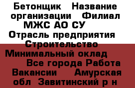 Бетонщик › Название организации ­ Филиал МЖС АО СУ-155 › Отрасль предприятия ­ Строительство › Минимальный оклад ­ 40 000 - Все города Работа » Вакансии   . Амурская обл.,Завитинский р-н